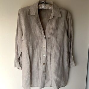Foxcroft Shaped fit Women’s Blouse Blazer 100% Linen Mother Pearl Buttons